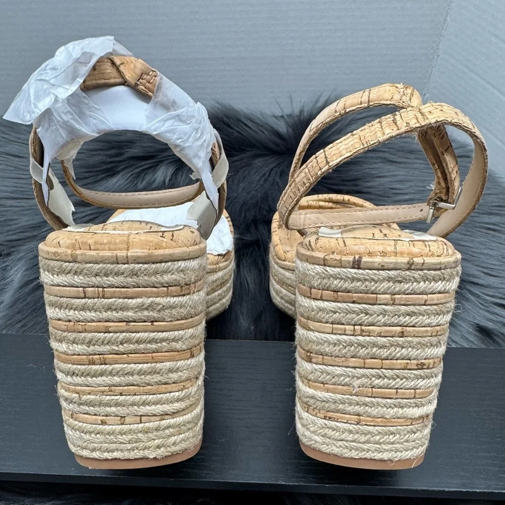 *NEW* Dolce Vita Elvia Strappy Platform Wedge Sandals in Natural Cork Size 10